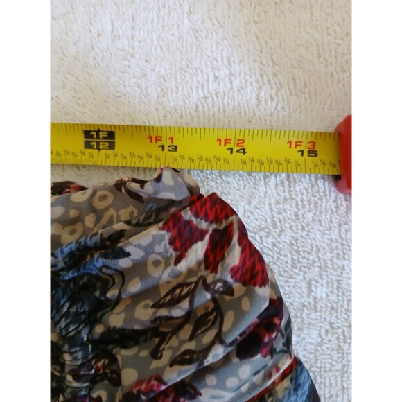 Robert Louis Maxi Skirt M Gray Red Blue Roses Cottage Fairy Whimsical Pastoral - Picture 13 of 14
